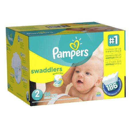 Pampers Swaddlers Diapers Size 2 Economy Pack Plus 186 Count (Packaging May Vary)