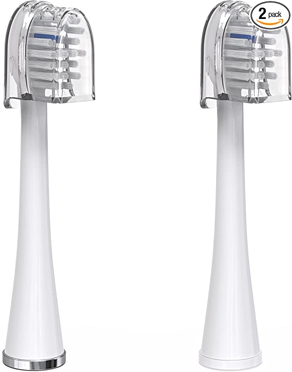 Waterpik Compact Replacement Brush Heads With Covers for Sonic-Fusion Flossing Toothbrush SFRB-2EW, 2 Count White