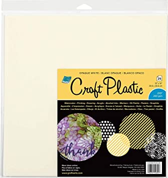 Grafix Craft Plastic Sheets 12"X12" 25/Pkg-Opaque White .010, Multi