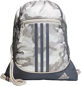 adidas Alliance Sackpack Drawstring Backpack Gym Bag, Camouflage Wonder Beige/Onix Grey/Alumina Beige, One Size