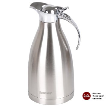 Thermal Carafe, Homecube 85 Oz Big Capacity Coffee Carafe Double-Wall Vacuum Insulated Coffee Pot Insulation Jug Flask,Tea Pot 304 Stainless Steel