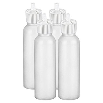 MoYo Natural Labs 2 oz Squirt Bottles, Squeezable Empty Travel Containers, BPA Free HDPE Plastic for Essential Oils and Liquids, Toiletry/Cosmetic Bottles (4 pack, Translucent White)