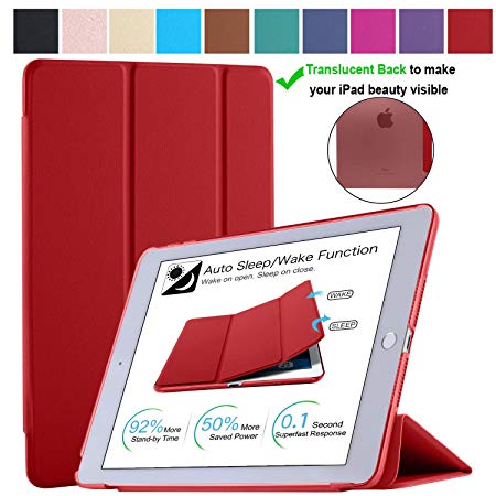 DuraSafe Cases for iPad Air 3 ( 3rd Gen ) 10.5 Inch 2019 / PRO 10.5 Inch 2017 [ A1701 A1709 A2152 A2123 A2153 A2154 ] Smart Cover with Translucent Back – Red (TriFold)