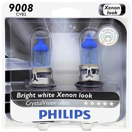 Philips 9008 / H13 CrystalVision Ultra Upgrade Headlight Bulb, 2 Pack