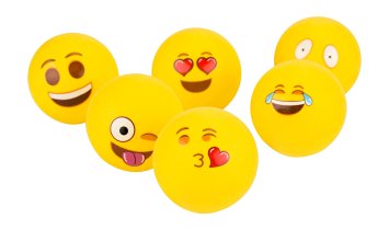 Beer Pong Balls, Tennis Table Balls With Emoji Designs! - Great Way to Spice Up Your Party or Family Event and Safe For Kids To Play With - Clam Shell 6-Pack With Durable, Regulation Size Balls