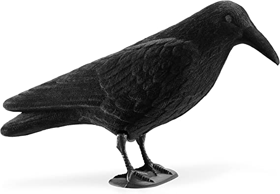 Navaris Crow Decoy - Fake Black Crow Decoy for Attracting Crows, Hunting, Scaring Birds, Halloween Decoration - Yard, Garden, Deck, Patio