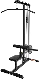 Signature Fitness LAT All-in-one Machine with High and Low Pulley Station, LAT Pull Down and LAT Row Cable Machine, LAT Tower with Adjustable Leg Support for Home Gym Total Body Training, Black