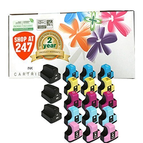 Shop At 247 ® Compatible Ink Cartridge Replacement for HP 02 (3 Black, 3 Cyan, 3 Yellow, 3 Magenta, 3 Light Cyan, 3 Light Magenta, 18-Pack)