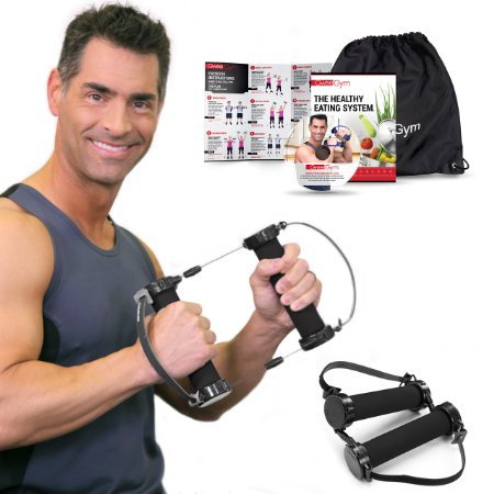 Best Resistance Bands Exercise Kit - Gwee Gym Total Body Workout Kit - All in One Portable Gym Equipment with Workout DVD Travel Bag and Healthy Eating e-Book - Weighs Less than Traditional Resistance Bands - For Fitness and Weight Loss - Works with Aerobics Ab Workouts Yoga Pilates and Other Workout Routines - Replaces Treadmill Elliptical Exercise Bike Dumbbells Stepper and Weights - Ultimate Crosstrainer