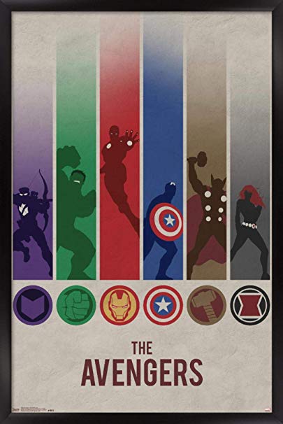 Trends International Marvel Comics - Avengers - Minimalist Logo Wall Poster, 14.725" x 22.375", Black Framed Version