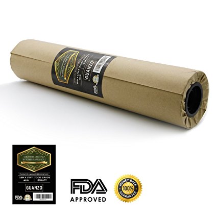 GuanZo Butcher Kraft Paper Roll, Natural Brown Food Grade Kraft Paper for Texas Style Barbecue, 18" x 2100" (175 ft) - FDA Approved, Unbleached, Uncoated, Unwaxed - Perfect for Cooking, Wrapping Gifts