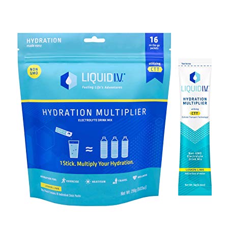 Liquid I.V. Hydration Multiplier, Electrolyte Drink Mix - Lemon-Lime Citrus Flavor; Deliver Hydration to Your Bloodstream Faster and More Efficiently Than Water Alone (Lemon Lime, 96 Count)