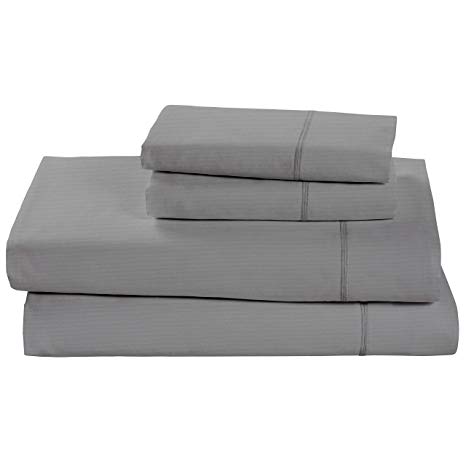 Rivet Soft 100% Percale Cotton Sheet Set, Easy Care, Queen, Pewter