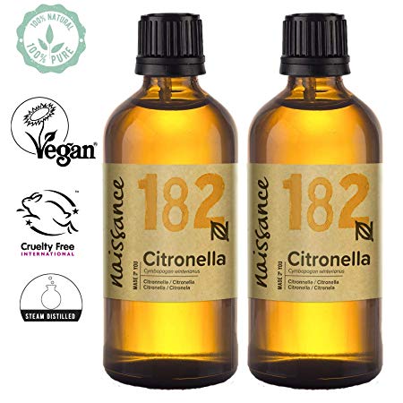 Naissance Citronella Essential Oil 200ml (2x100ml) - 100% Pure, Natural, Cruelty Free, Steam Distilled and Undiluted