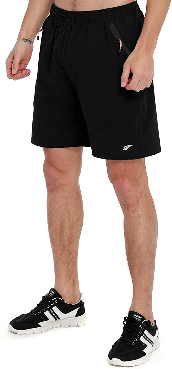 EZRUN Mens 7 Inches Lightweight Qiuck Dry Running Shorts Workout Shorts UPF 50  DWR Hiking Shorts with Zipper Pockets