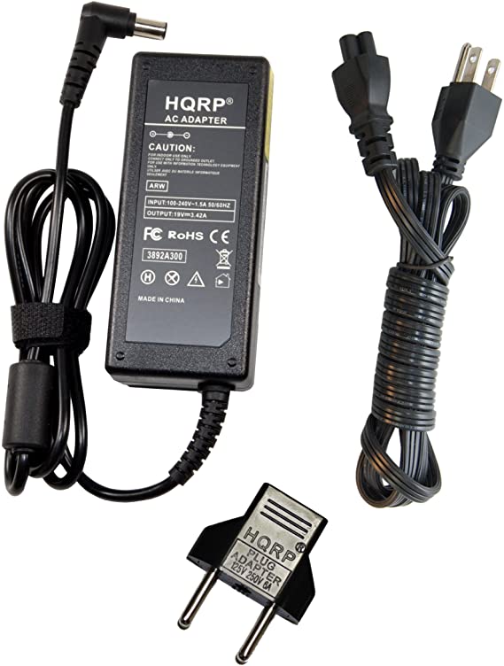 HQRP 19V AC Adapter Compatible with LG IPS224V IPS234V 22MC37D 22MC57HQ 22MP55HA 22MP55HQ 22MP57A 22MP57D Monitor LED LCD HDTV TV Power Supply Cord Adaptor   Euro Plug Adapter