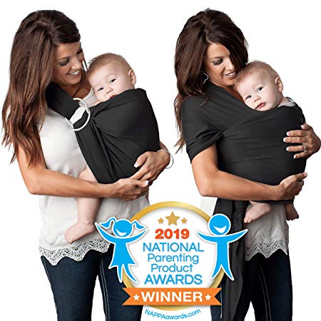 4 in 1 Baby Wrap Carrier and Ring Sling by Kids N' Such | Cotton | Use as a Postpartum Belt and Nursing Cover with Free Carrying Pouch | Best Baby Shower Gift for Boys or Girls