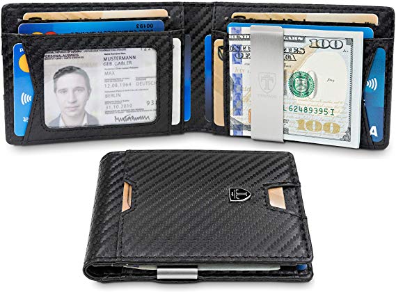 TRAVANDO Slim Wallet with Money Clip AUSTIN RFID Blocking Card Mini Bifold Men