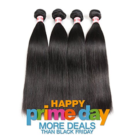 Hermosa Brazilian Straight Hair 4 Bundles 14 16 18 20inch 7A Unprocessed Virgin Brazilian Straight Human Hair Weave Bundles Natural Black Color