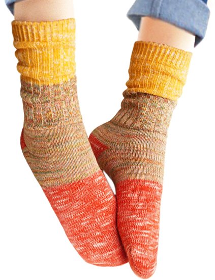 Vero Monte Women's Colorful Patterned Soft Cotton Crew Socks