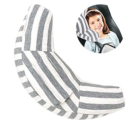 Car Seat Travel Pillow Neck Support Cushion Pad for Kids, WenMei Super Soft Headrest Shoulder Pad in Car, Universal Safety Belt Sleeping Pillow for Children Adults, Compatible with All Cars (Gray)