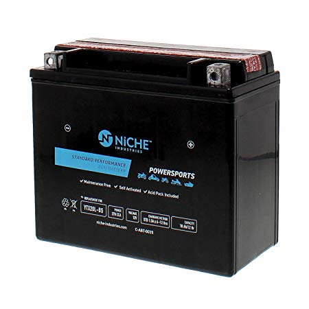NICHE Performance Series Replacement AGM Battery for YTX20L-BS, Rechargeable, Maintenance Free, Sealed | 270CCA, 12V, Self Activated | ATV, UTV, Motorcycle, Snowmobile | For Honda, Yamaha & more