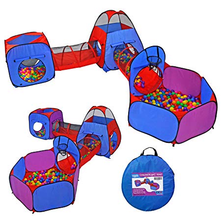 Yoobe 5pc Pop up Play Tent and Tunnels Toy Indoor & Outdoor Child Tent with Ball Pit Playhouse