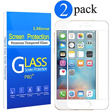 (2 Pack) iPhone 6s Screen Protector, LMirror [Full Screen Anti-scratch][0.2mm Thickness Ultra Thin] Tempered Shatterproof Glass Screen Protector for iPhone 6s/6 4.7" White[Lifetime Warranty]
