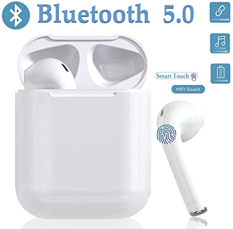 True Wireless Bluetooth Headphones,in-Ear 5.0 Wireless Earbuds Stereo Bluetooth Headset with Microphone Anti-Sweat Sports Earbuds,Earphones Compatible with Airpods Android/iPhone