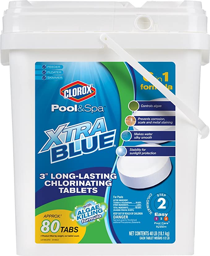 Clorox Pool&Spa Xtra Blue 3-Inch Long Lasting Chlorinating Tablets (40-Pound)