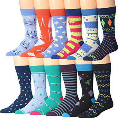 James Fiallo Men's 12-Pairs Solid Colored Bold Lightweight Dress Socks