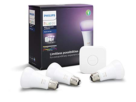 Philips Hue White and Colour Ambiance Smart Bulb Starter Kit - Edison Screw E27 (Compatible with Amazon Alexa, Apple HomeKit, and Google Assistant)