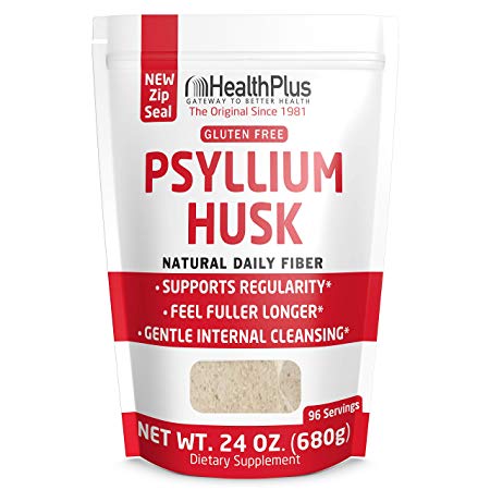 Health Plus 100% Pure Psyllium Husk Bags, 24 Ounce
