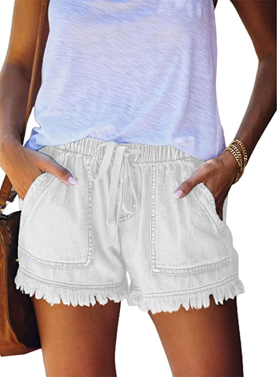 JOCAFIYE Breathable Mid Waist Shorts for Women Ladies,Casual Elastic Pants