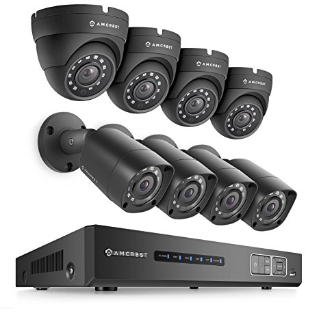 Amcrest UltraHD 4MP 8CH Video Security System - Eight 3840TVL 4.0-Megapixel Weatherproof IP67 Bullet & Dome Cameras, NO HDD Included, HD Over Analog/BNC, Smartphone View (Black)