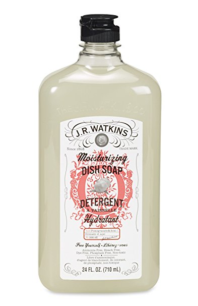 J.R. Watkins Natural Liquid Dish Soap, Moisturizing, Pomegranate & Acai, 24 Ounce