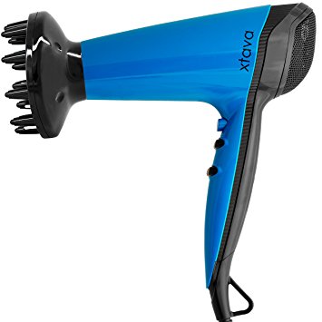 Rimini 1800W Professional Ionic Ceramic Hair Dryer with Diffuser - Reduce Drying Time and Frizz with Advanced Ionic Technology, 2 Speeds and 3 Heat Settings (Blue)