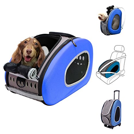 MULTIFUCTION Pet Carrier   Backpack   CarSeat   Carriers with Wheels   Pet Stroller for dogs and cats ALL IN ONE by IBIYAYA