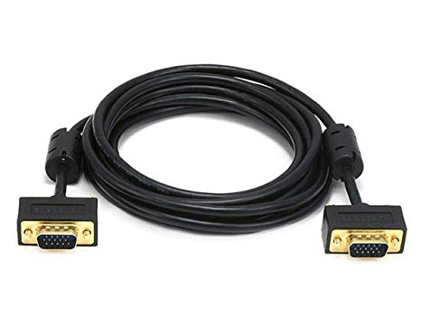 Monoprice 10ft Ultra Slim SVGA Super VGA 30/32AWG M/M Monitor Cable w/ ferrites (Gold Plated Connector)