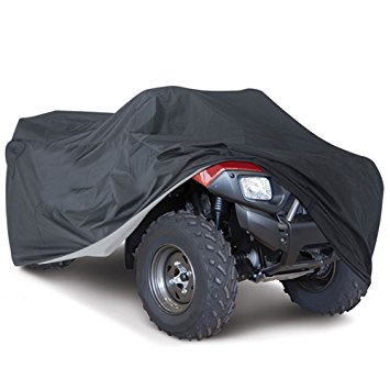 Universal All Weather ATV Cover, Waterproof Dust Sun Wind Proof Outdoor ATV UV Cover, Durable Quad Storage Protection for Honda Polaris Yamaha Suzuki (Black, XL)