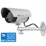 WALI Bullet Dummy Fake Surveillance Security CCTV Dome Camera Indoor Outdoor with Record LED Light  Warning Security Alert Sticker Decals WL-TC-S1