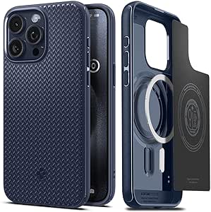 Spigen Case for iPhone 15 Pro: Mag Armor Magfit [Magsafe Compatible] for Apple iPhone 15 Pro Case - Navy Blue