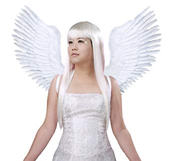 FashionWings (TM) White Open Swing V Shape Costume Feather Angel Wings Adult Unisex