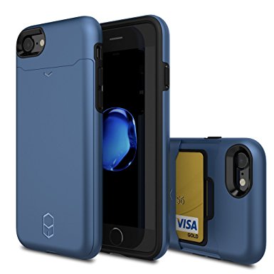 Patchworks Level Card Case Navy for iPhone 7 - Military Grade Protection Case, Extra Protection, Impact Disperse System, Card Holder Slot Wallet