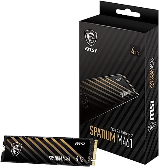 MSI SPATIUM M461 PCIe 4.0 NVMe M.2 4TB Internal SSD PCIe Gen4 NVMe (SPATIUM M461 PCIe 4.0 NVMe M.2 4TB)