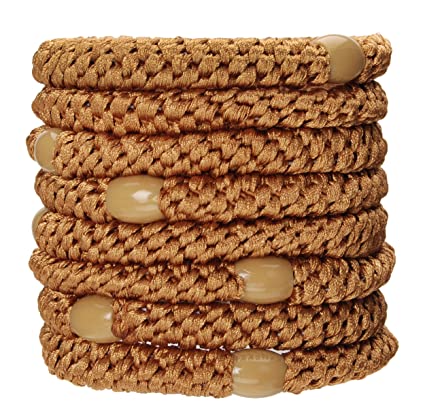 L. Erickson Grab & Go Ponytail Holders, Gold, Set of Eight - Exceptionally Secure with Gentle Hold