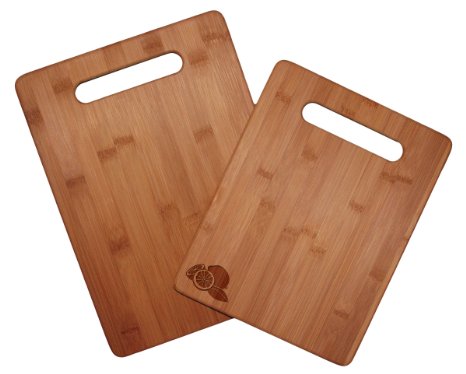 Totally Bamboo 2-Piece Cutting Board Set with Lemon Design