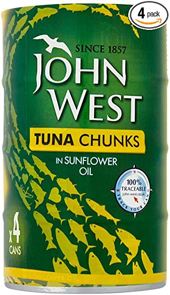John West Tuna Chunks In Sunflower Oil, 4 x 145g