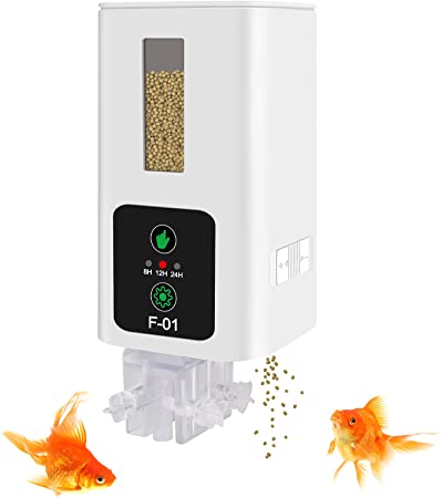 LINGSFIRE Automatic Fish Feeder, Smart Timer Fish Feeder Automatic Dispenser 300ML Capacity Automatic Fish Feeder for Aquarium or Small Fish Turtle Tank in Home Auto Fish Feeding on Vacation to Use