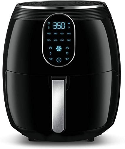 Gourmia GAF718 Digital Free Fry Air Fryer- No Oil Healthy Frying - Display with 8 Presets - 1700 Watt - 7 Qt Basket Pan - Recipe Book Included